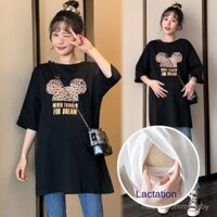 Quần Áo Cho Con Bú  Trang Phục Bà Bầu   Cộc Tay Mẫu Dài Vừa TÁo Thun  Rộng Rãi  Quần Áo Mùa Hè Cho Bà Bầu