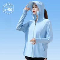 Quần áo chống nắng mới bằng lụa băng cho phụ nữ, trang phục ngoài trời, áo khoác siêu mỏng thoáng khí mùa hè, áo bảo vệ UV khi đạp xe