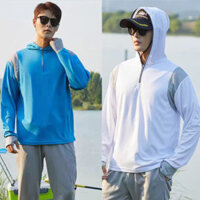 Quần áo chống nắng nam Ice Silk có mũ trùm đầu Zipped UV Áo khoác câu cá ngoài trời Bộ đồ câu cá nhẹ mềm mại Áo khoác chống thấm nước thoáng khí Unisex