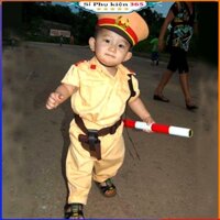 Quần áo công an trẻ em  xanh vàng đủ phụ kiện