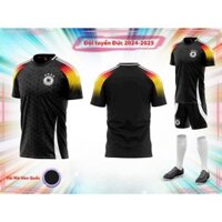 Quần áo đá banh Đức Euro 2024 màu đen vải mè Hàn Quốc CÓ IN TÊN SỐ