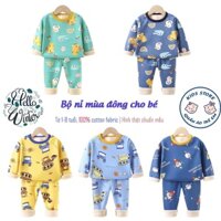 Quần áo dài tay bé trai bộ quần áo 2 lớp thu đông trẻ em chất nỉ lót lông mịn siêu ấm in hình ngộ nghĩnh mẫu mới 2022