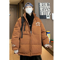 Quần áo độn nam Mỹ retro có đệm áo khoác nam mùa đông 2024 màu nâu đứng cổ áo khoác bánh mì dày ấm đệm áo khoác