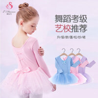 Quần Áo Khiêu Vũ Trẻ Em Quần Áo Tập Luyện Bé Gái Dài Tay Váy Khiêu Vũ Trung Quốc Trang Phục Quần Áo Nhảy Múa Bé Gái Váy Ba Lê 25.3.7