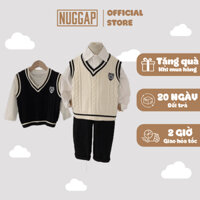 Quần áo mùa đông cho bé trai, áo len gile cho bé trai School Haankids