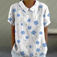 Quần áo mùa hè tươi mát cho bé gái Áo thun tay phồng dễ thương phong cách cổ điển Áo thun in 3d Peter Pan Cổ áo sơ mi