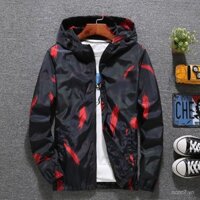 Quần áo nam, áo khoác camo cỡ lớn cho thanh niên, áo gió rộng rãi cho người béo, áo khoác cho người béo, bán buôn mùa xuân thu