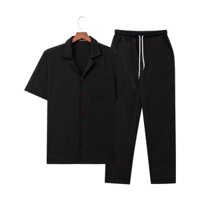 Quần Áo Nam Cổ Vest Tay Ngắn Quần Dài Đũi Mát Nhẹ Thấm Hút Mồ Hôi Tốt Thiết Kế Đơn Giản Màu Sắc Thanh Lịch