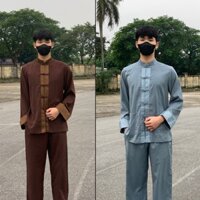 Quần Áo Nam Đi Chùa , Đồ Lam Bộ Phật Tử Nam LÃNH TỤ PHỐI GẤM Đi Chùa Cao Cấp Sang Trọng Lịch Sự Chất Vải Dày Dặn Mền Mịn