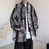 Quần áo nam phong cách Trung Quốc mới, áo sơ mi nút Zen phong cách Trung Quốc, áo khoác vest mùa xuân thu, bộ đồ tang cho nam