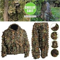 Quần áo ngụy trang chống thấm nước Ghillie - Trọn bộ để săn bắn ngoài trời, sinh tồn trong rừng, huấn luyện CS (Áo khoác & quần có mũ trùm đầu)