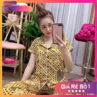Quần áo nữ bộ pijama lụa tay ngắn quần dài siêu xinh