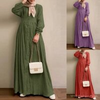 Quần áo nữ Hồi giáo, áo abaya tay phồng vintage, thời trang thanh lịch KKPG