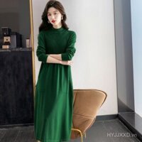 [Quần Áo nữ Mixue] Giao hàng nhanh váy liền cao cấp Váy Len Dài quá đầu gối rộng rãi mẫu mới thu đông cho nữ áo mặc trong phong cách phương Tây với áo khoác nữ qhlr