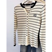 Quần Áo nữ mười ba dòng ~ Áo Cardigan dệt kim cổ chữ V sọc kiểu Pháp áo siêu đẹp tôn dáng đầu thu cho nữ