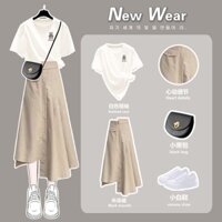 Quần Áo Nữ Plus Size 2025 Phiên Bản Hàn Quốc Áo Thun Nữ Tay Ngắn + Váy Cao Cấp Phong Cách Chanel Cao Cấp Bộ Đồ Hai Mảnh / Cola