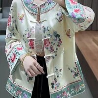 Quần áo nữ Trung Quốc mới Tang Suit Phong cách Trung Quốc Áo sơ mi nhỏ in hình công nghiệp nặng mùa thu 2025 Áo khoác nữ Hanfu dành cho người lớn [Hàng có sẵn]