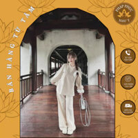 Quần áo phật tử đi chùa vải đũi linen trơn, Đồ bộ đi chùa dáng dài Pháp phục nữ cách tân mềm mịn, trang nhã