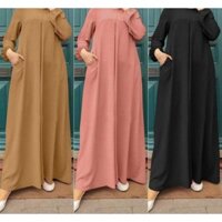 Quần áo phụ nữ Hồi giáo, đầm thanh lịch và khí chất, cổ tròn, tay phồng, abaya OZXM
