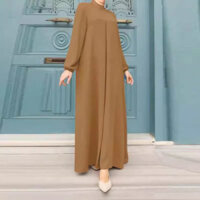 Quần áo phụ nữ Hồi giáo, đầm thanh lịch, cổ tròn, tay phồng, abaya PWL7