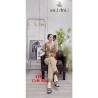 Quần áo - Sét bộ lụa trung niên dành tặng bà tặng mẹ cực đẹp cực sang - AT01 Cafe Sữa