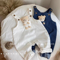 [Quần + Áo] Sét quần áo yếm jean yếm bò cho bé trai bé gái Bộ yếm body xinh xắn dễ thương mặc đầy tháng thôi nôi 4-12kg