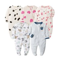 Quần Áo Sơ Sinh Bé Trai Và Bé Gái Áo Liền Quần Dài Tay Bé Cotton Dây Kéo Đôi Bộ Đồ Ngủ Cho Bé Hoạt Hình In Hình Dễ Thương Jumpsuit