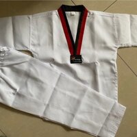 Quần Áo Taekwondo quần áo tập luyện màu đen và đỏ cổ áo dài tay cho trẻ em 100% cotton cotton