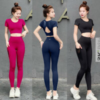 Quần áo tập Gym nữ cao cấp, bộ tập Gym yoga aerobic nữ có tay chất đẹp