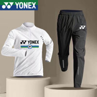 Quần áo tập thể thao Yonex, quần áo khô nhanh nửa dây kéo sang trọng cách nhiệt áo thun thể thao dài tay chạy bộ và quần áo tập thể dục dành cho nam nữ
