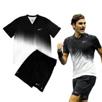 Quần áo tennis pickleball Roger Federer US Open 2017, quần áo thể thao Roger Federer (Đen)