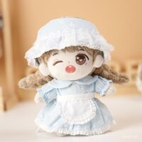 Quần áo thay thế cho búp bê cotton, váy hầu gái xanh hoa nhỏ, đồ chơi nhồi bông, búp bê nổi tiếng, quần áo búp bê 20cm