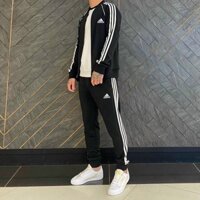 Quần áo thể thao nam nữ adidas thu đông cao cấp, bộ thể thao nam cổ bomber 3 màu cơ bản từ 45kg-85kg - Hàng mới về