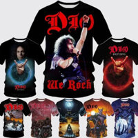 Quần áo thời trang nam mới, áo phông in 3D Metal Rock Dio Band, áo hip hop đường phố unisex oversized, áo tay ngắn Harajuku