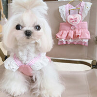 Quần Áo Thú Cưng Cho Shih Tzu Công Chúa Ren Ca Rô Kẻ Sọc Dây Nữ Chó Dây Đầm Hotpink Barbie Váy Mèo Cún Con Đầm