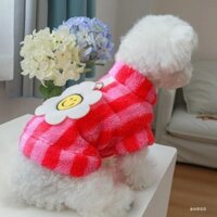 Quần Áo Thú Cưng Mèo Mùa Thu Đông Dày Ấm Sọc Hồng Hoa Hướng Dương Áo Khoác Không Tay Thích Hợp Cho Chó Nhỏ Và Vừa