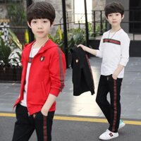 Quần áo thu đông bé trai, áo khoác mỏng cho bé sét gồm 3 món cho bé từ 13-45kg