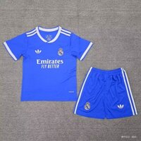 Quần áo trẻ em 2526 Bộ đồ bóng đá sân khách thứ hai Real Madrid, áo sơ mi và quần short chất lượng cao size 16-28AAA +