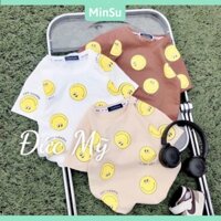 Quần áo trẻ em Áo cộc tay cho bé họa tiết mặt cười size nhỡ 15-25kg
