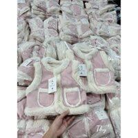 Quần áo trẻ em, Áo khoác gile da lộn lót lông bé gái, chất da mềm lót dày dặn cho bé 9-26kg