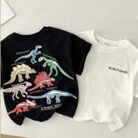 Quần Áo Trẻ Em Bé Trai Áo Thời Trang Dạ Quang Hoạt Hình Khủng Long In Hình Tay Ngắn Áo Thun Trẻ Em 2-6 Tuổi