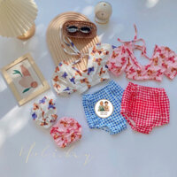 Quần Áo Trẻ Em, Bộ Đồ Bơi Cho Bé Gái Có Kèm Mũ Hoạ Tiết Siêu Xinh