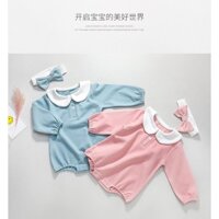 Quần áo trẻ em, Body cotton cổ sen kèm băng đô cho bé 1038