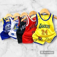 Quần áo trẻ em, combo 5 bộ ba lỗ cho bé trai bé gái size 3-14 kg ( BA LỖ BÓNG RỔ )