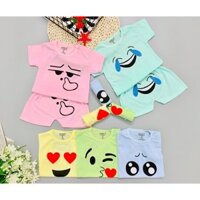 Quần áo trẻ em- combo 5 bộ cộc tay bé trai/ bé gái, 100% cotton size 3-14kg ( sét cộc cảm xúc)...