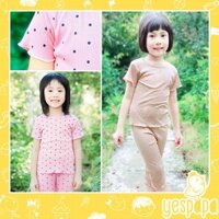 Quần áo trẻ em Đồ bộ bé gái chấm bi thun lạnh tăm gân mát lửng tiện mặc YESPAPA MK101