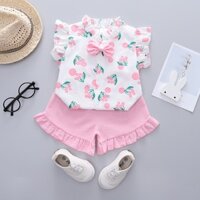quần áo trẻ em đồ bộ trẻ em set bé gái set cherry