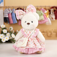 Quần áo trẻ em Lina Bear, đầm hoa bay chấm bi, đồ chơi gấu bông, quần áo mặc cho búp bê