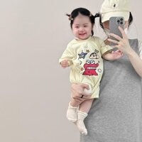 Quần áo trẻ em mùa hè, Bộ áo liền quần ngắn tay hoạt hình Crayon Shin-Chan