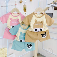 Quần áo trẻ em mùa hè, bộ cộc tay gấu trúc mũ baby city chất tăm cho bé 8-18kg